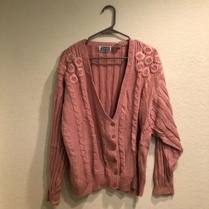 Pink cardigan sweater